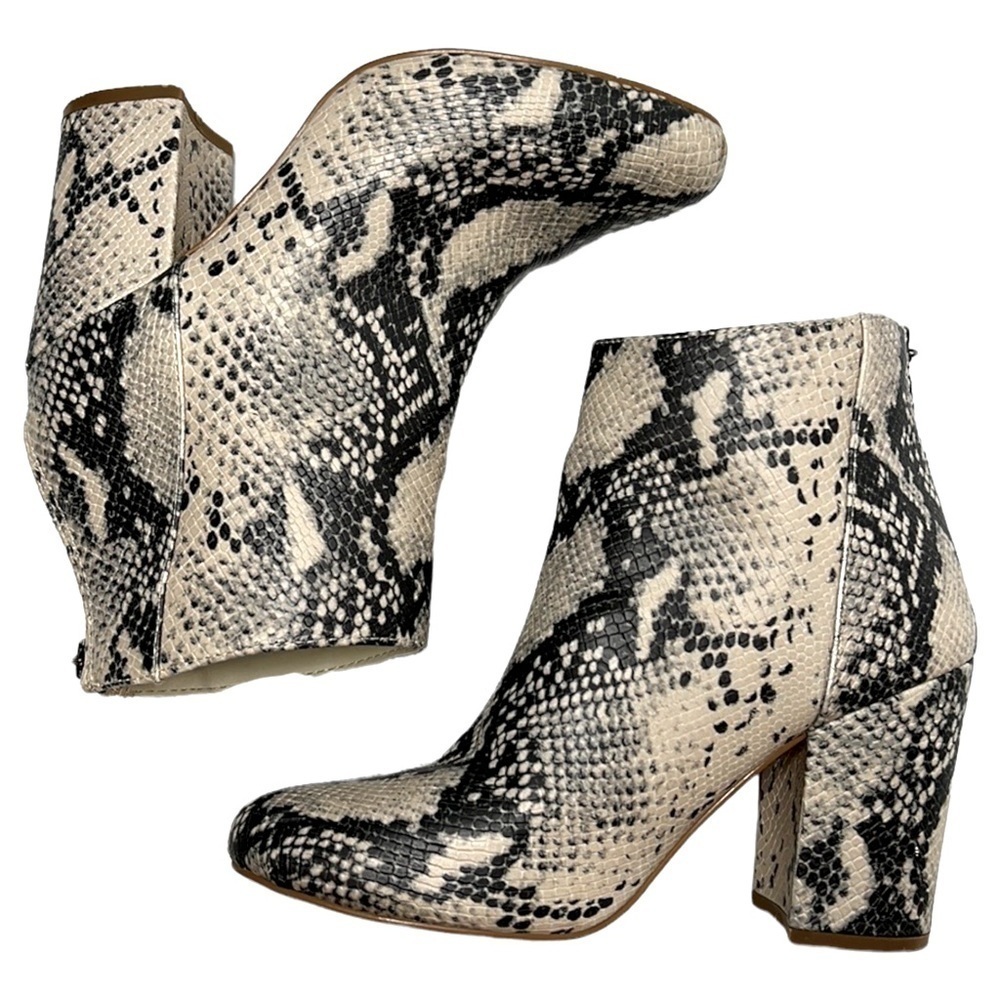 Madden Girl Jillian Snake Print Heeled Ankle Boots